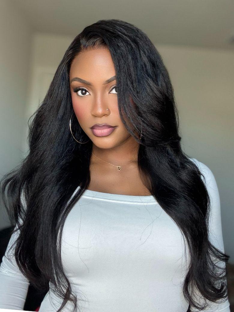 [26 Inch | 200% Density=$159] UNice 13x4 Glueless Lace Front Collection Wig Virgin Human Hair Kinky Straight Wig