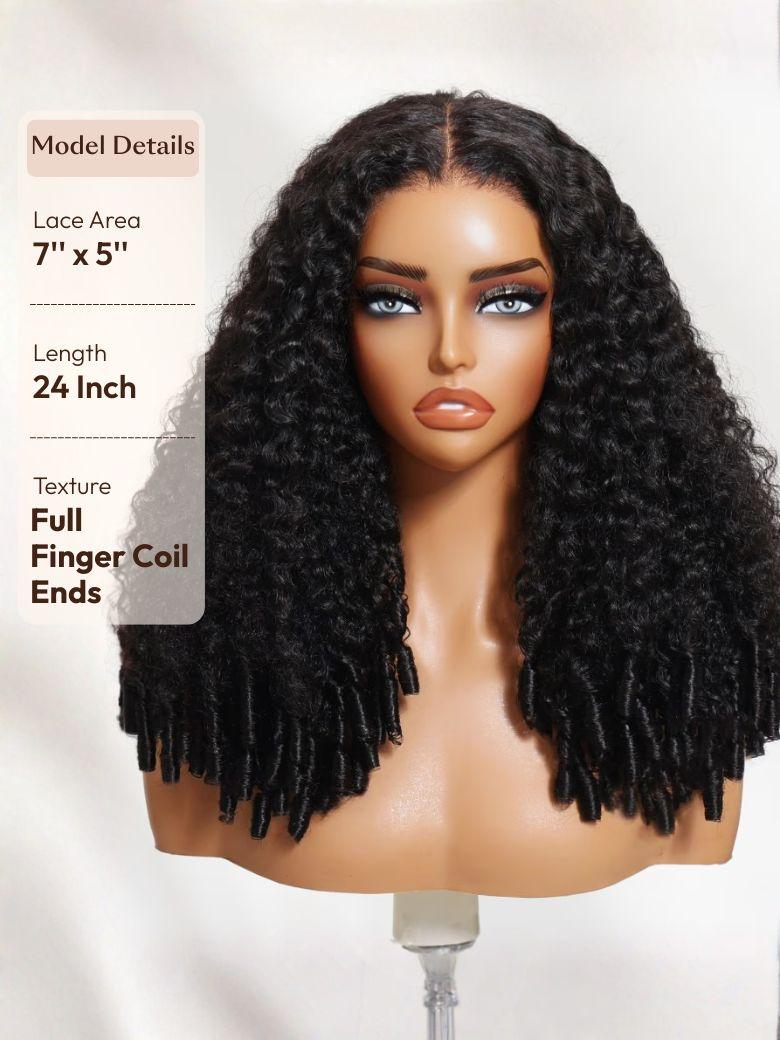 UNice Bye-Bye Knots 7x5 Lace & 13x4 Pre-Everything Curly Texture Premium Hair Drawstring Wig With Finger Coil Ends