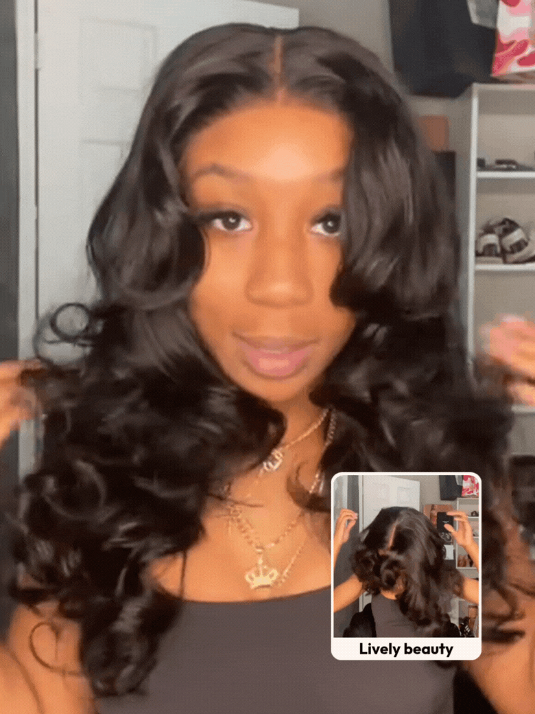 UNice Butterfly Cut 180% Density 100% Human Hair Bye-Bye Knots™ 7x5 Lace Body Curls Wig with Feathered Layers & Invisi Drawstring