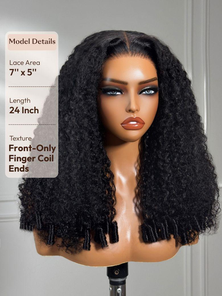 UNice Bye-Bye Knots 7x5 Lace & 13x4 Pre-Everything Curly Texture Premium Hair Drawstring Wig With Finger Coil Ends