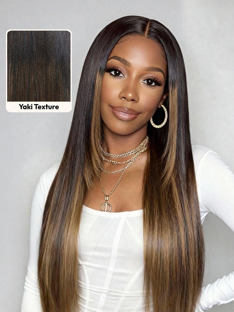 UNice Bye-Bye Knots™ 7x5 Lace Black Cherry Layered Wolf Cut with Wispy Bangs&Body Wave With Curtain Bangs Drawstring Wig