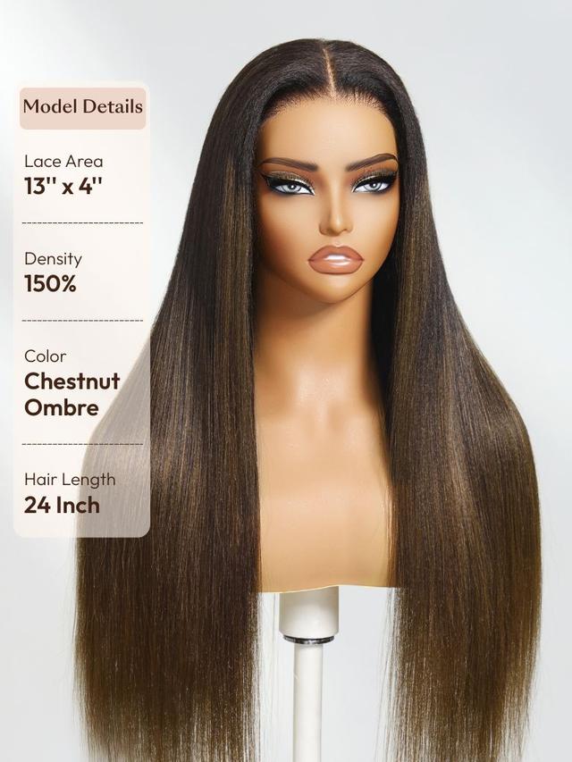 UNice Bye Bye Knots™ Wig 7x5 Glueless Lace Black Yaki Straight Wig With Elastic Drawstring 360 Cozy Hug