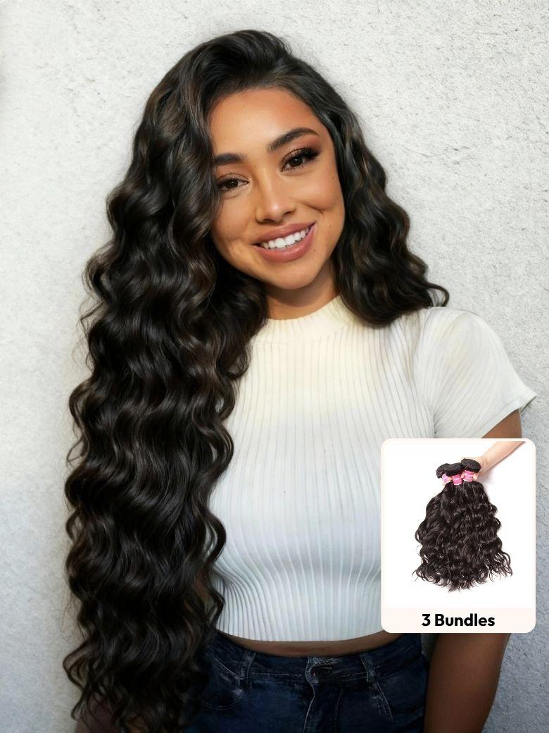 UNice Natural Wave Texture Human Hair 3Pcs Bundles