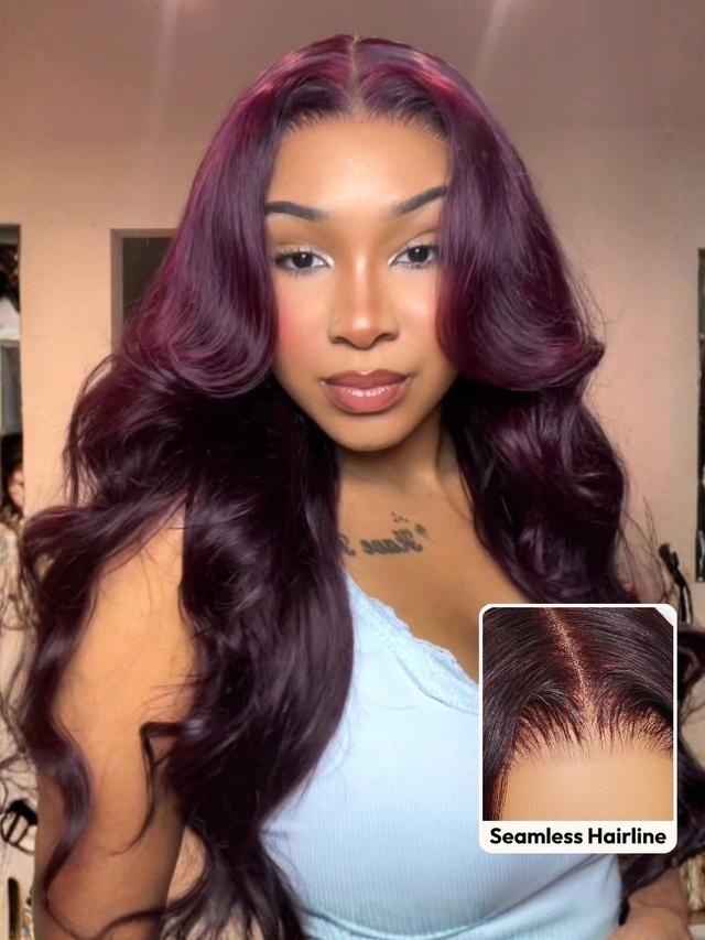 UNice 7x5 Bye-Bye Knots™ & 13x4 Pre-Everything™ Lace Frontal Purple Black Cherry Layered Straight & Loose Wave With Invisi Drawstring Wig