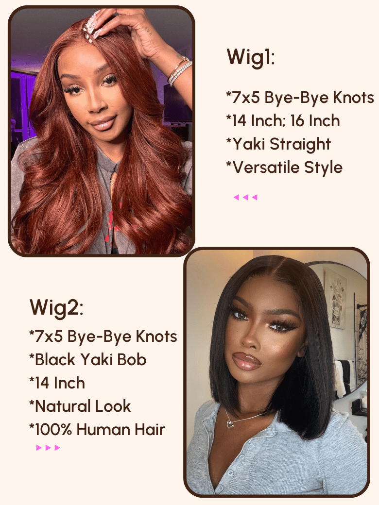 $99=2 Wigs | 16" Lace Part Kinky Curly Wig and 10" Bob Wig with Bang
