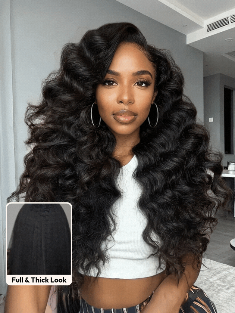 UNice 13x4 HD Real Scalp™ Wig Invisible Lace Frontal Black Kinky Straight Wig With Invisi Drawstring
