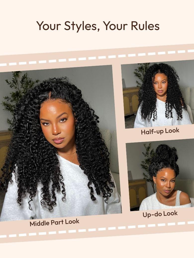 UNice Bye-Bye Knots 7x5 Lace & 13x4 Pre-Everything Curly Texture Premium Hair Drawstring Wig With Finger Coil Ends