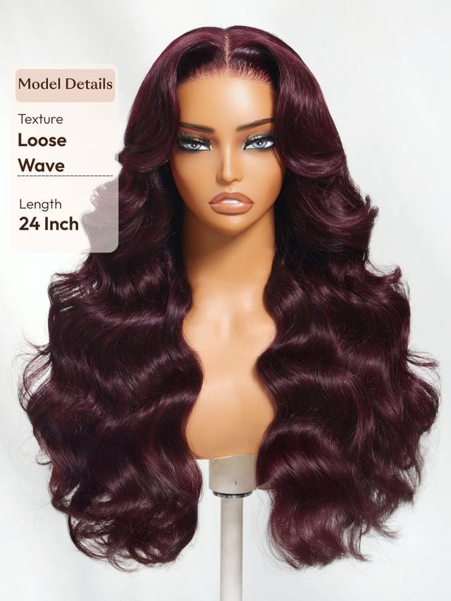 UNice 7x5 Bye-Bye Knots™ & 13x4 Pre-Everything™ Lace Frontal Purple Black Cherry Layered Straight & Loose Wave With Invisi Drawstring Wig