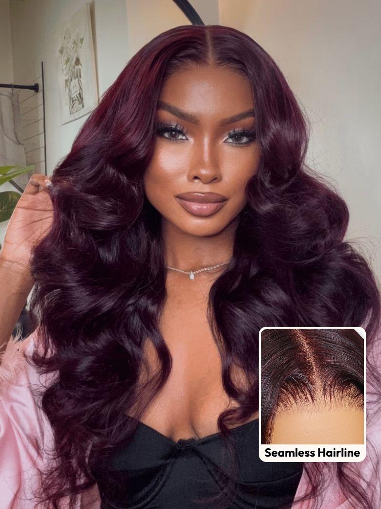 UNice 7x5 Bye-Bye Knots™ & 13x4 Pre-Everything™ Lace Frontal Purple Black Cherry Layered Straight & Loose Wave With Invisi Drawstring Wig