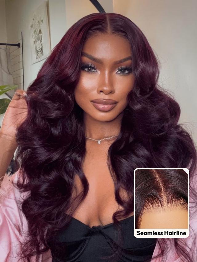 UNice 7x5 Bye-Bye Knots™ & 13x4 Pre-Everything™ Lace Frontal Purple Black Cherry Layered Straight & Loose Wave With Invisi Drawstring Wig