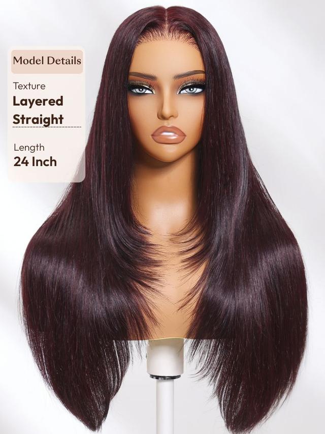 UNice 7x5 Bye-Bye Knots™ & 13x4 Pre-Everything™ Lace Frontal Purple Black Cherry Layered Straight & Loose Wave With Invisi Drawstring Wig