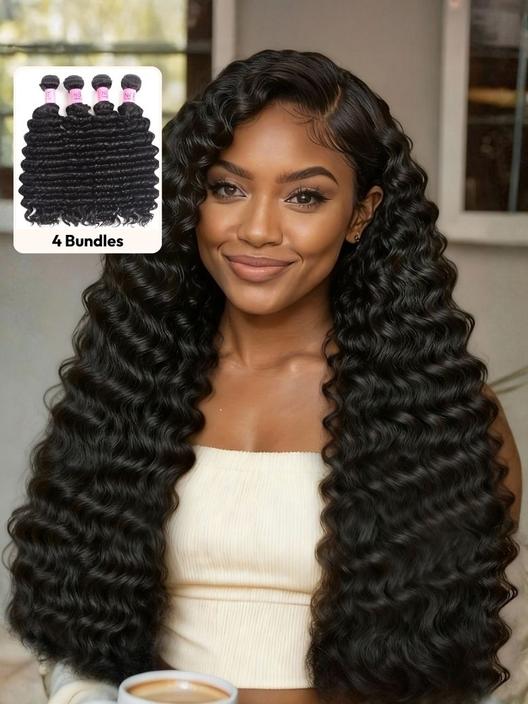 UNice Hair Bundles 4 Pcs/pack Peruvian Deep Wave Virgin Human Hair