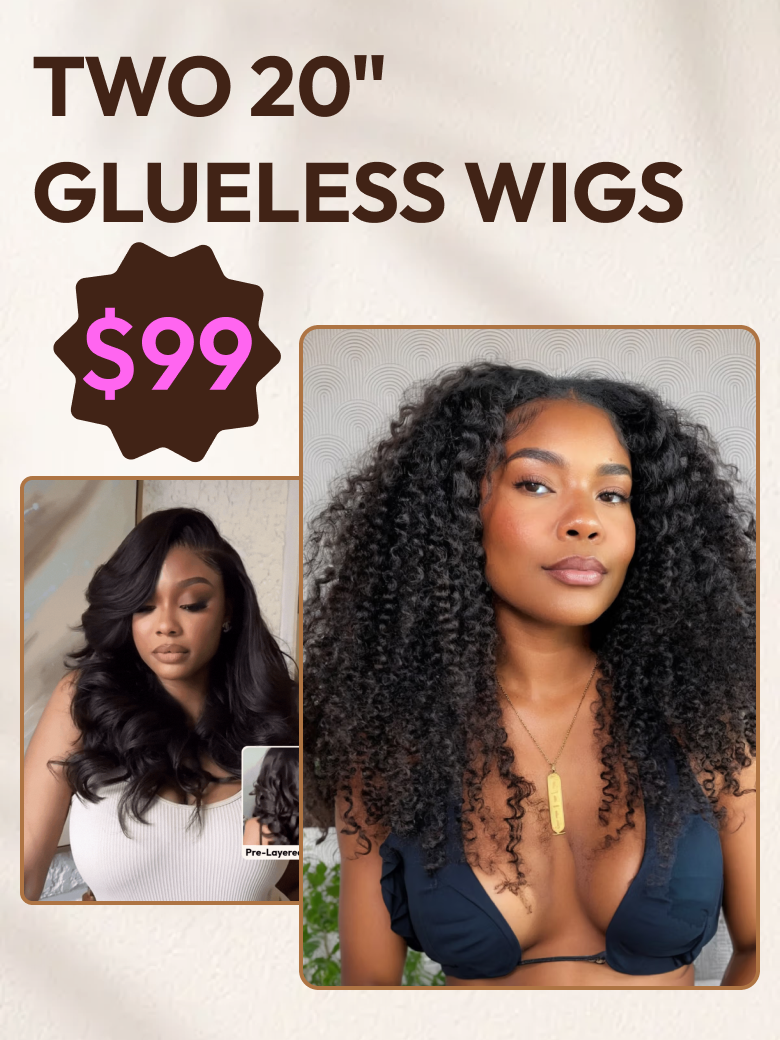 [TWO 20" Wigs] 13x4 Pre-Everything Loose Wave 200% Density With Drawstring 20 Inch & 200% Density V Part Jerry Curly 20 Inch