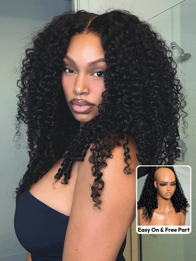 UNice Bye-Bye Knots 7x5 Lace & 13x4 Pre-Everything Curly Texture Premium Hair Drawstring Wig With Finger Coil Ends