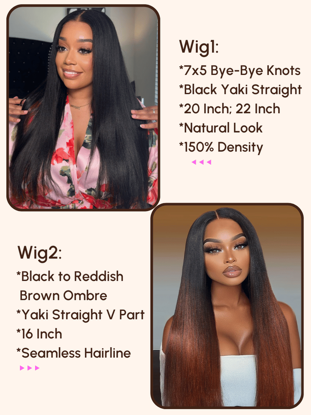 $99=2 Wigs | 16" Lace Part Kinky Curly Wig and 10" Bob Wig with Bang