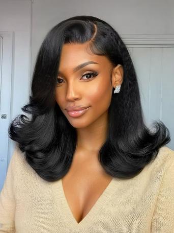 UNice Bye-Bye Knots™ 7x5 Lace Yaki Blowout Drawstring Wig With Flipped Ends & Side Swept Bangs