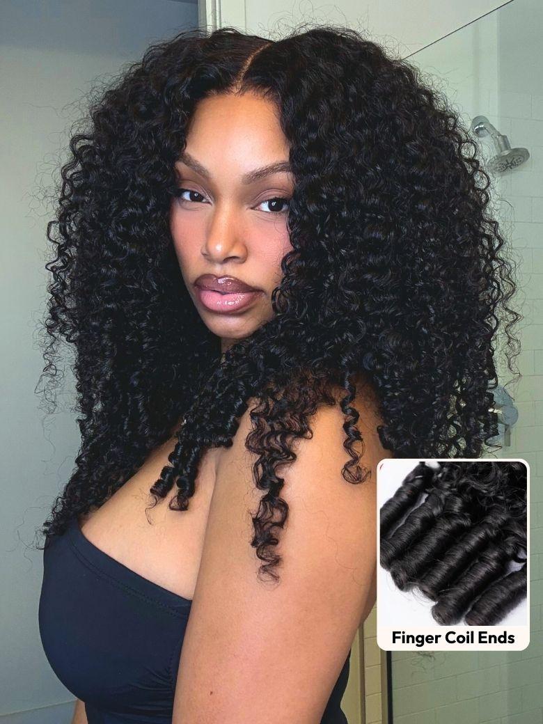 UNice Bye-Bye Knots 7x5 Lace & 13x4 Pre-Everything Curly Texture Premium Hair Drawstring Wig With Finger Coil Ends