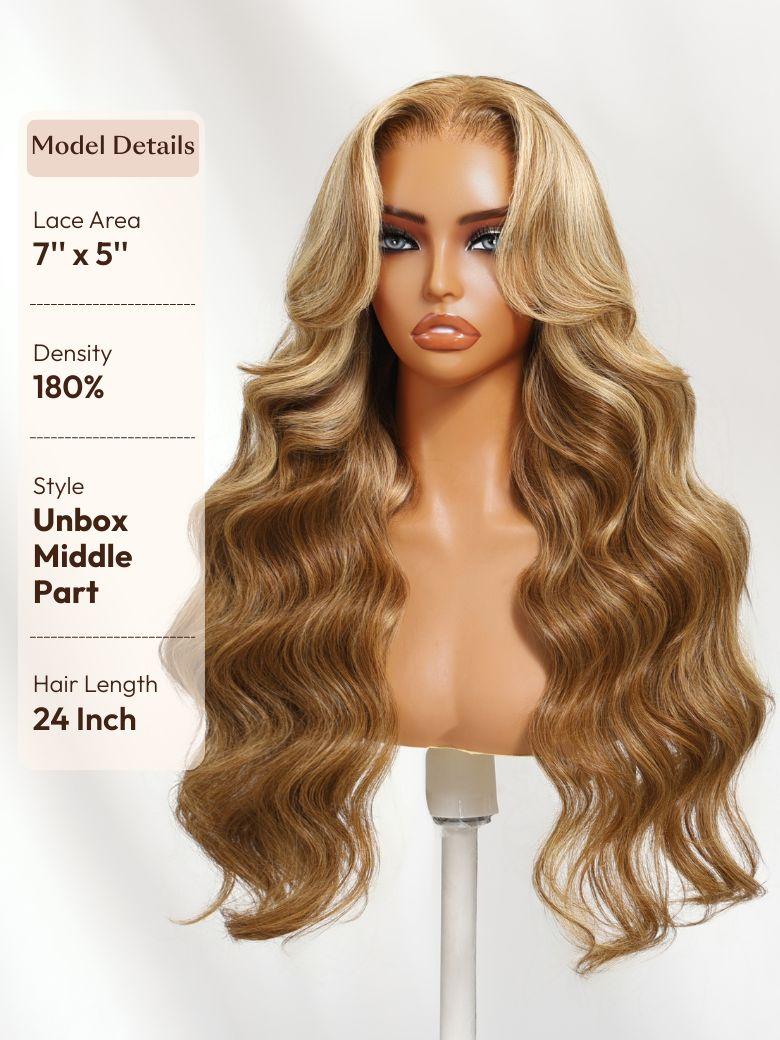 UNice Bye-Bye Knots Wig Pre-Cut 7x5 Glueless Lace & 13x4 Pre Everything Honey Blonde Body Wave Drawstring Wig