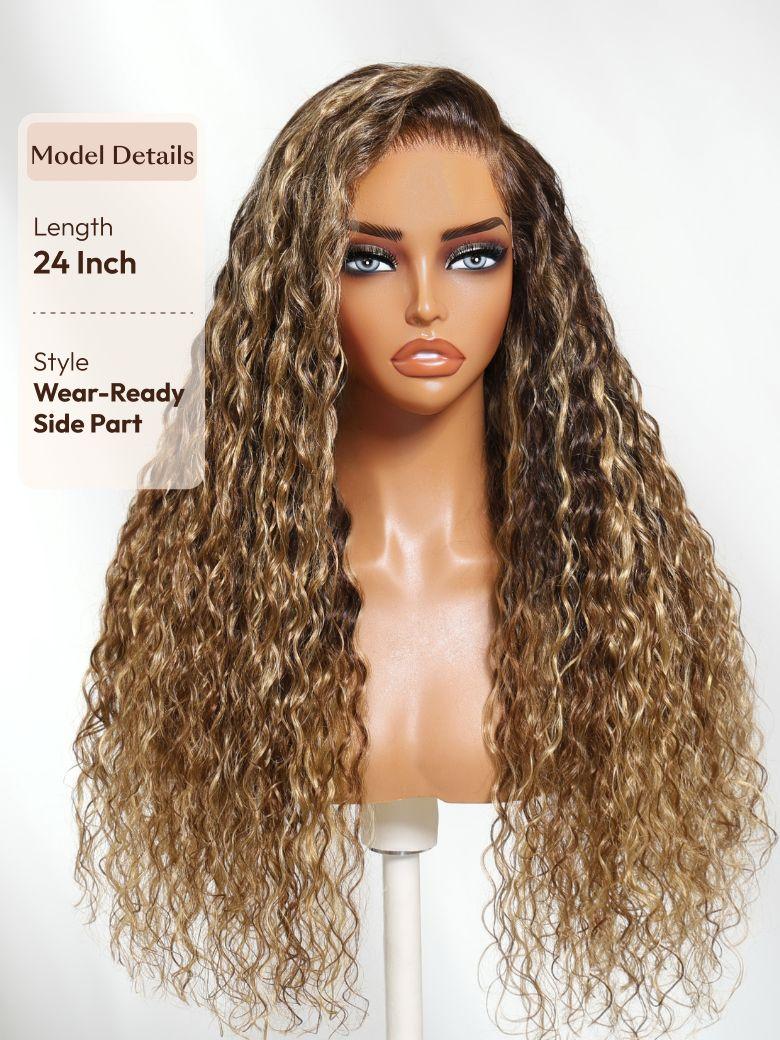 UNice 13x4 Pre-Everything™ Lace Frontal Chestnut Brown Water Wave Glueless Drawstring Wig