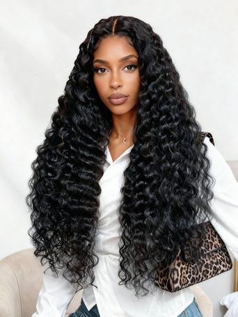 UNice 13x4 Pre-Everything™ Lace Frontal Black Crimped Deep Wave Wig with Invisi Drawstring
