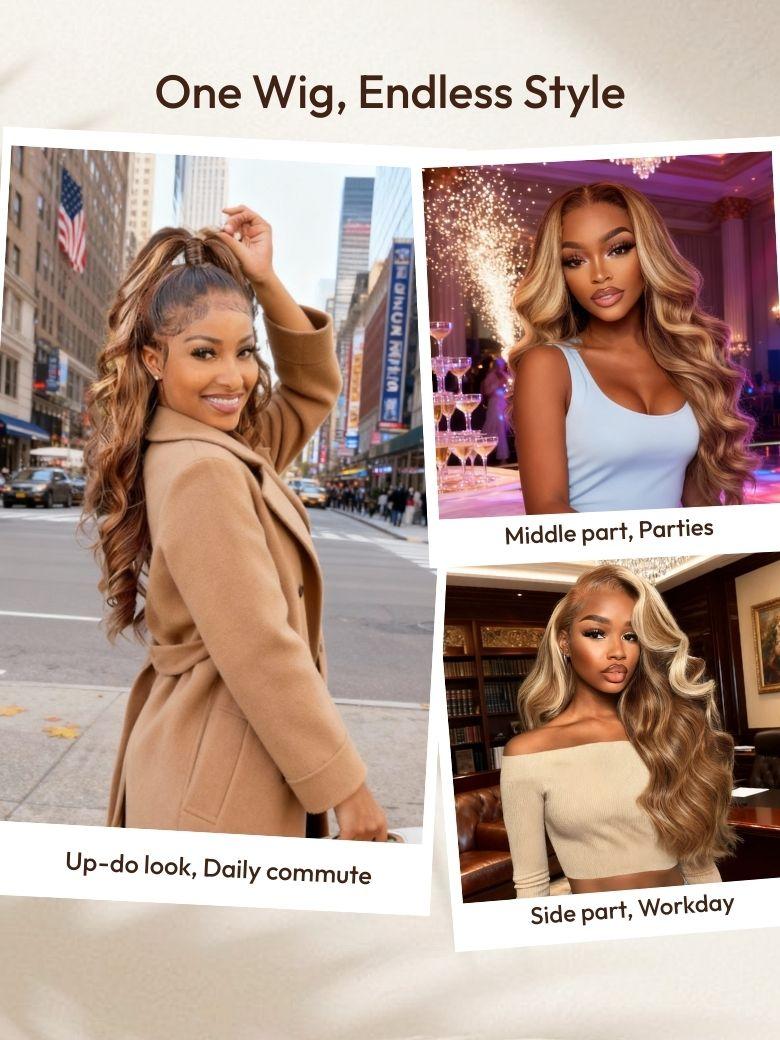 UNice Bye-Bye Knots Wig Pre-Cut 7x5 Glueless Lace & 13x4 Pre Everything Honey Blonde Body Wave Wig