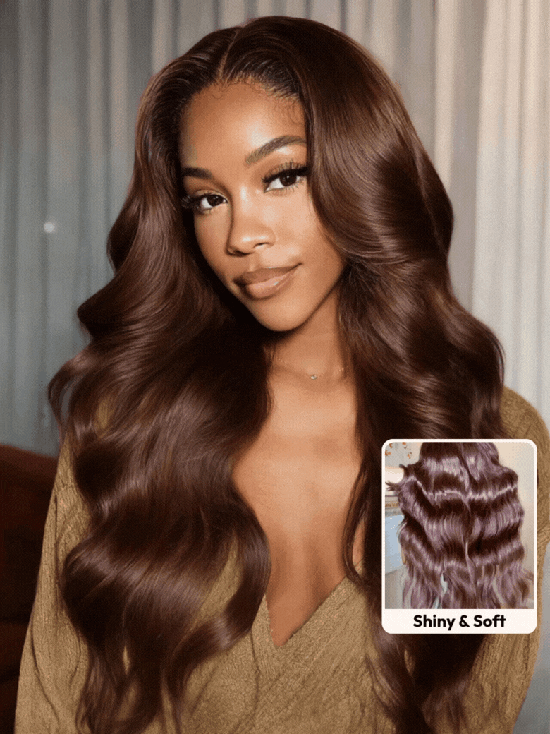 UNice 13x4 Pre-Everything™ Lace Frontal Auburn Brown Loose Wave Wig with Invisi Drawstring & Face Framing Layers 150% Density
