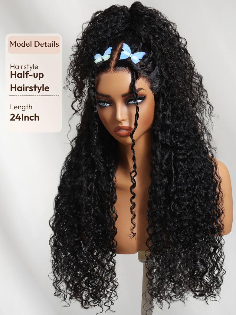 UNice  Bye-Bye Knots™ 7x5 Lace Natural Black 4D Mixed Texture Burmese Curly Wig with Invisi Drawstring
