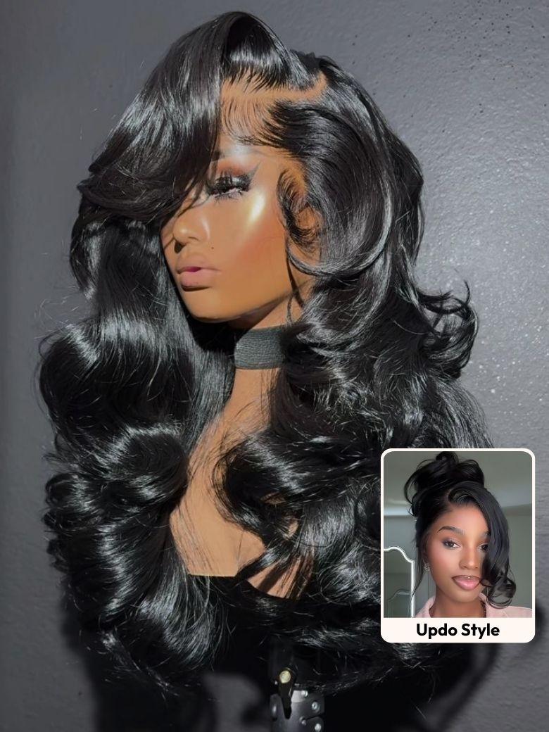 UNice 13x4 Pre-Everything™ Wig With Loose Wave Face-Framing Layers And Side-Swept Bangs With Drawstring