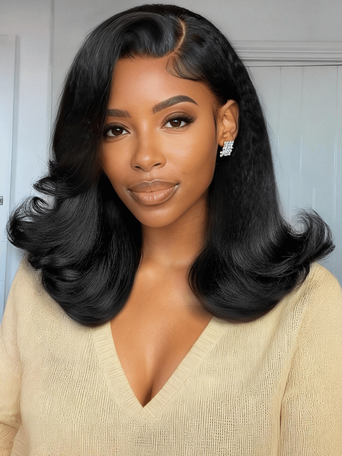 UNice Bye-Bye Knots™ 7x5 Lace Kinky Straight Blowout Drawstring Wig With Flipped Ends & Side Swept Bangs