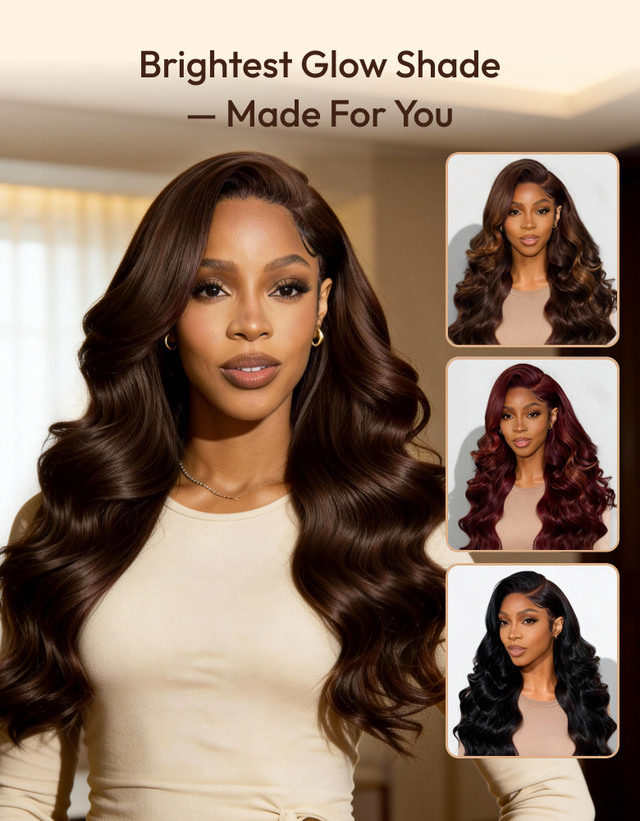 UNice 100% Human Hair Glueless Auburn Brown 13x4 Pre-Everything™ Lace Frontal Loose Wave Wig with Invisi Drawstring & Face Framing Layers 150% Density