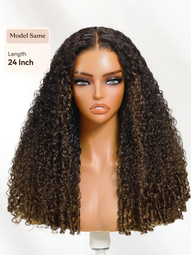 UNice Bye-Bye Knots™ 7x5 Lace Natural Black Jerry Curly Drawstring Wig with Defined Finger Coil Ends