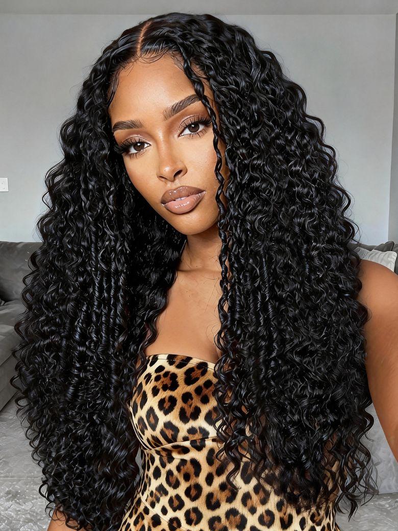 UNice  Bye-Bye Knots™ 7x5 Lace Natural Black 4D Mixed Texture Burmese Curly Wig with Invisi Drawstring