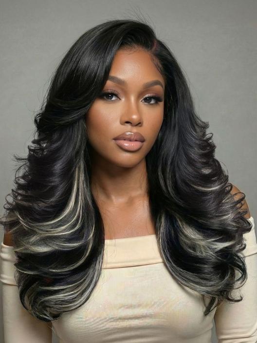 UNice Bye-Bye Slip™ Wig Feathered Layer Left Side Part 200% Density Wig with Secure Silicone Strips and Drawstring