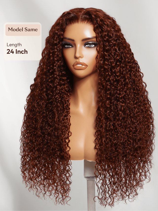 UNice 7x5 Bye-Bye Knots™ Wig Glueless Lace Sunset Jerry Curly & 13x4 Pre Everything Kinky Curly for Reddish Brown Drawstring Wig With Bleached Knots