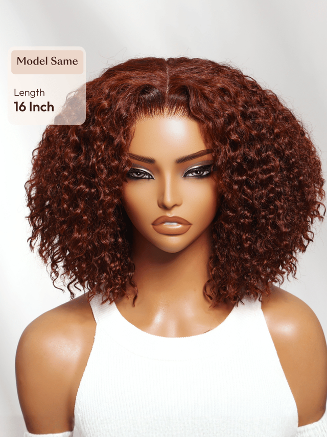 UNice 7x5 Bye-Bye Knots™ Wig Glueless Lace Sunset Jerry Curly for Reddish Brown Drawstring Wig With Bleached Knots