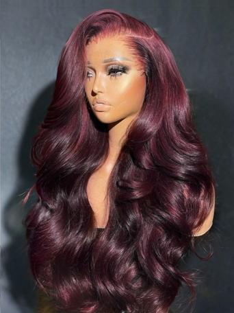 UNice 7x5 Bye-Bye Knots™ & 13x4 Pre-Everything™ Lace Frontal Purple Black Cherry Layered Straight & Loose Wave With Invisi Drawstring Wig