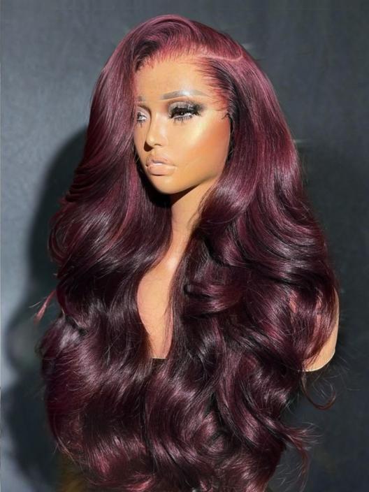 UNice 7x5 Bye-Bye Knots™ & 13x4 Pre-Everything™ Lace Frontal Purple Black Cherry Layered Straight & Loose Wave With Invisi Drawstring Wig