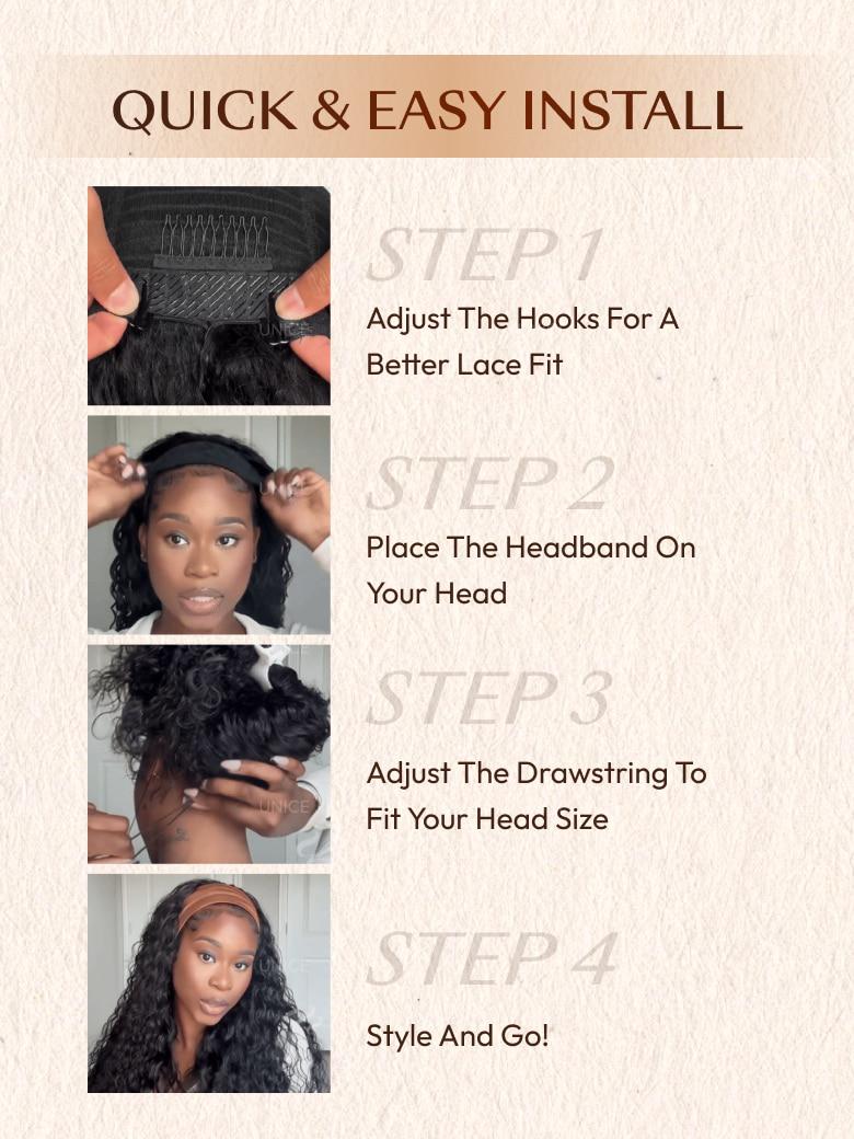 [Daily Classic] UNice Water Wave Glueless Headband Wig for Healthcare Workers | Comfortable, Secure, and Effortless All-Day Wear for Busy Shifts