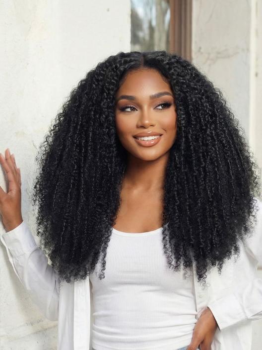 UNice Bye-Bye Knots™ 7x5 Lace Middle Part Micro Twist Curly Wig with Finger Coils End for Natural Afro Texture