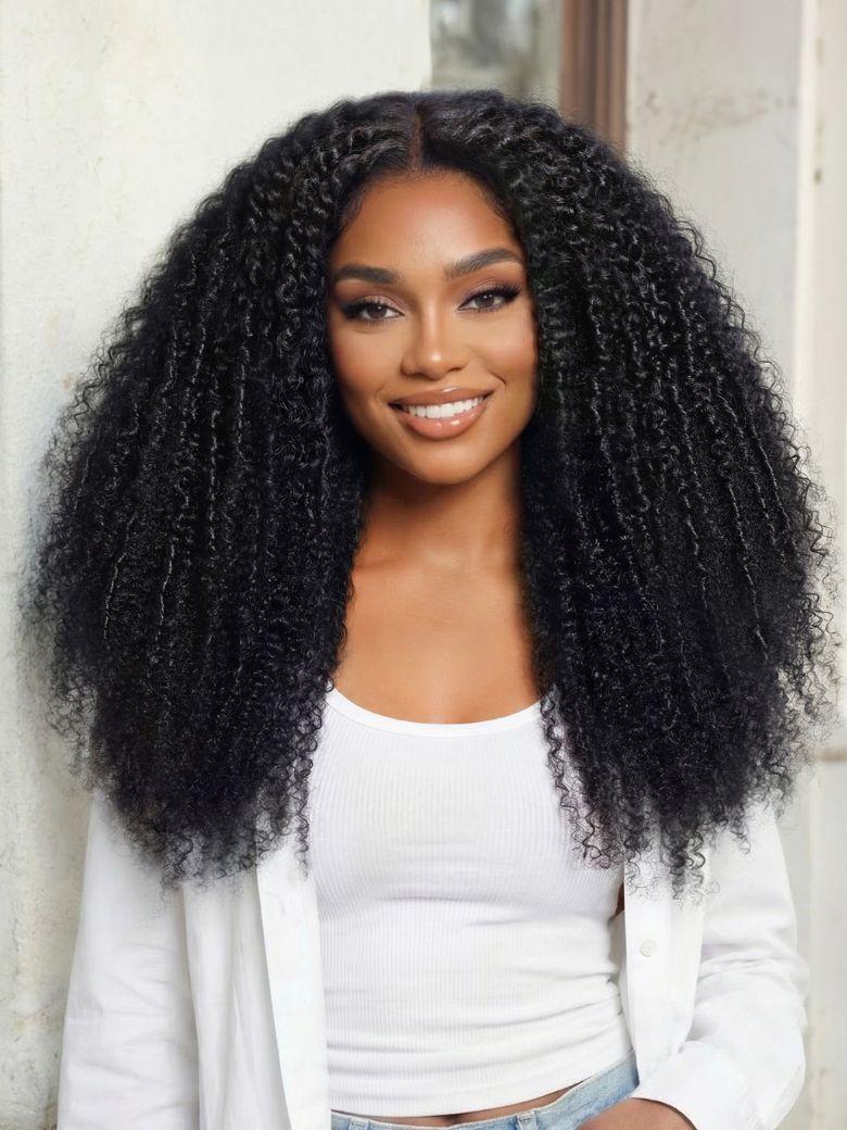 UNice Bye-Bye Knots™ 7x5 Lace Middle Part Micro Twist Curly Wig with Finger Coils End for Natural Afro Texture