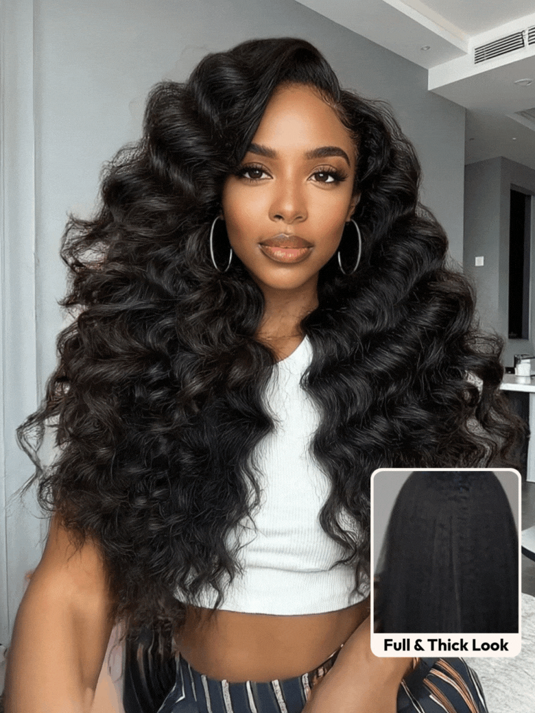 UNice 13x4 HD Real Scalp™ Wig Invisible Lace Frontal Black Kinky Straight Wig With Invisi Drawstring