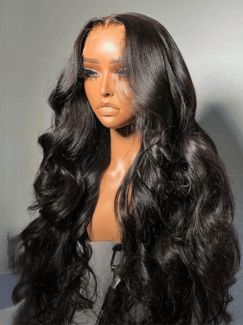 UNice 13x6  Invisible Lace & 13x4 Pre-Everything™ Lace Frontal Body Wave Black Wig With Invisi Drawstring