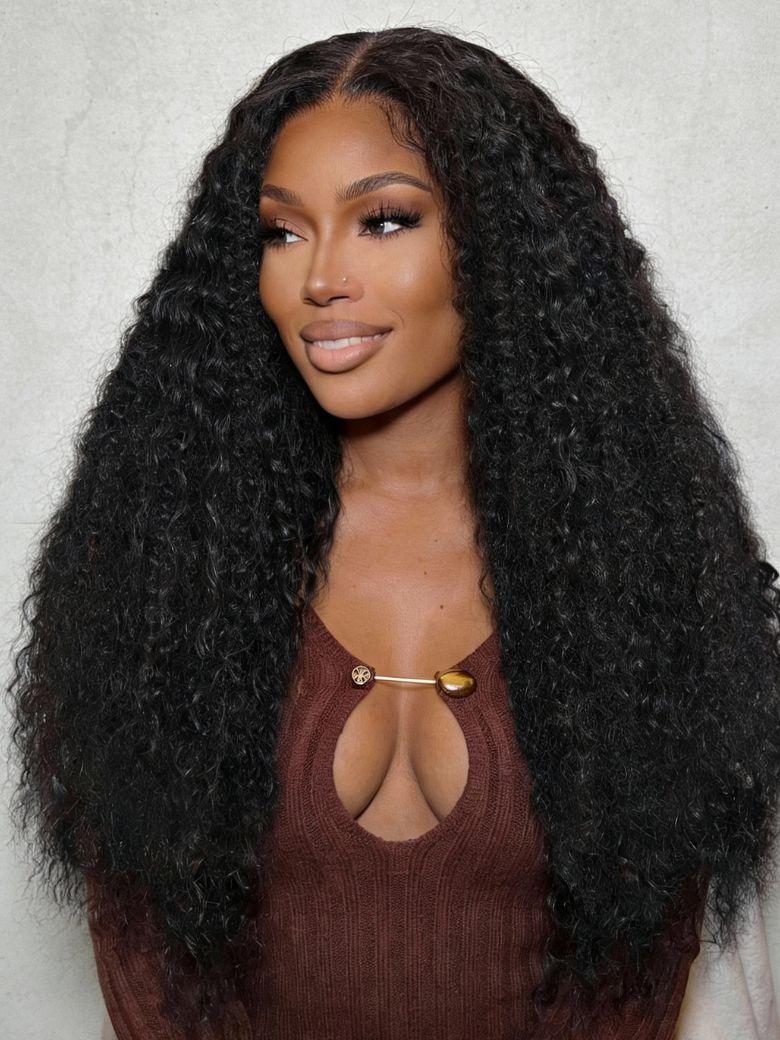 UNice Bye-Bye Knots™ 7x5 Lace Black Defined Coils 3C-4A Blend Curly Wig with Invisi Drawstring