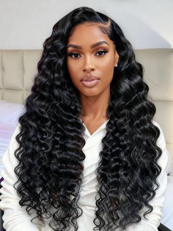 UNice 13x4 Pre-Everything™ Lace Frontal Black Crimped Deep Wave Wig with Invisi Drawstring