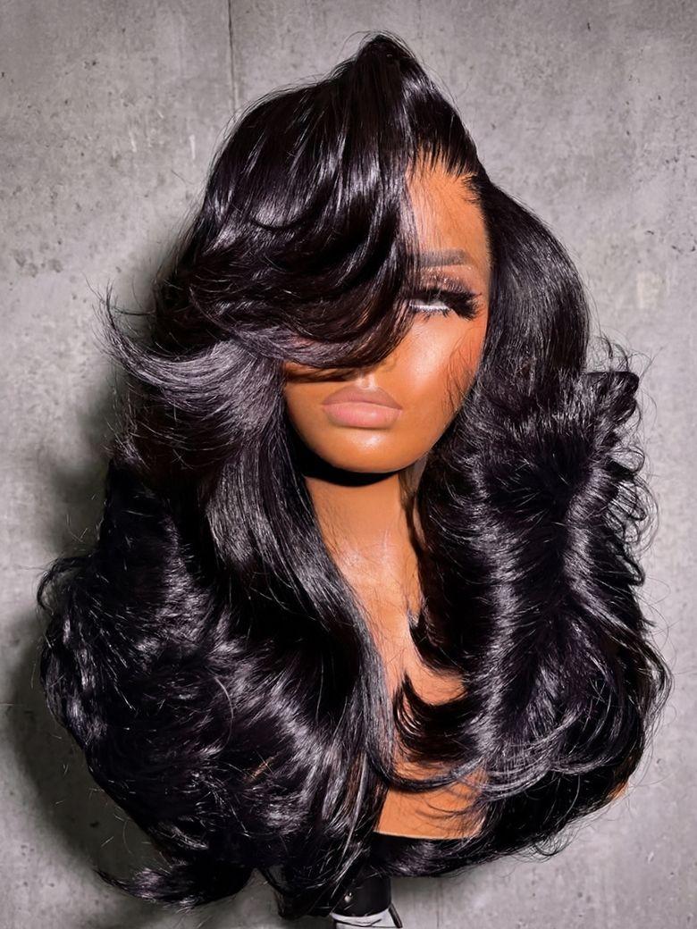 UNice 7x5 Lace Bye-Bye Slip™ Wig Feathered Layer Left Side Part 200% Density Wig with Secure Silicone Strips and Drawstring