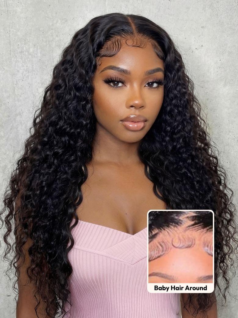 UNice Bye-Bye Knots™ 7x5 Lace Natural Black Defined Deep Wave Wig with Invisi Drawstring