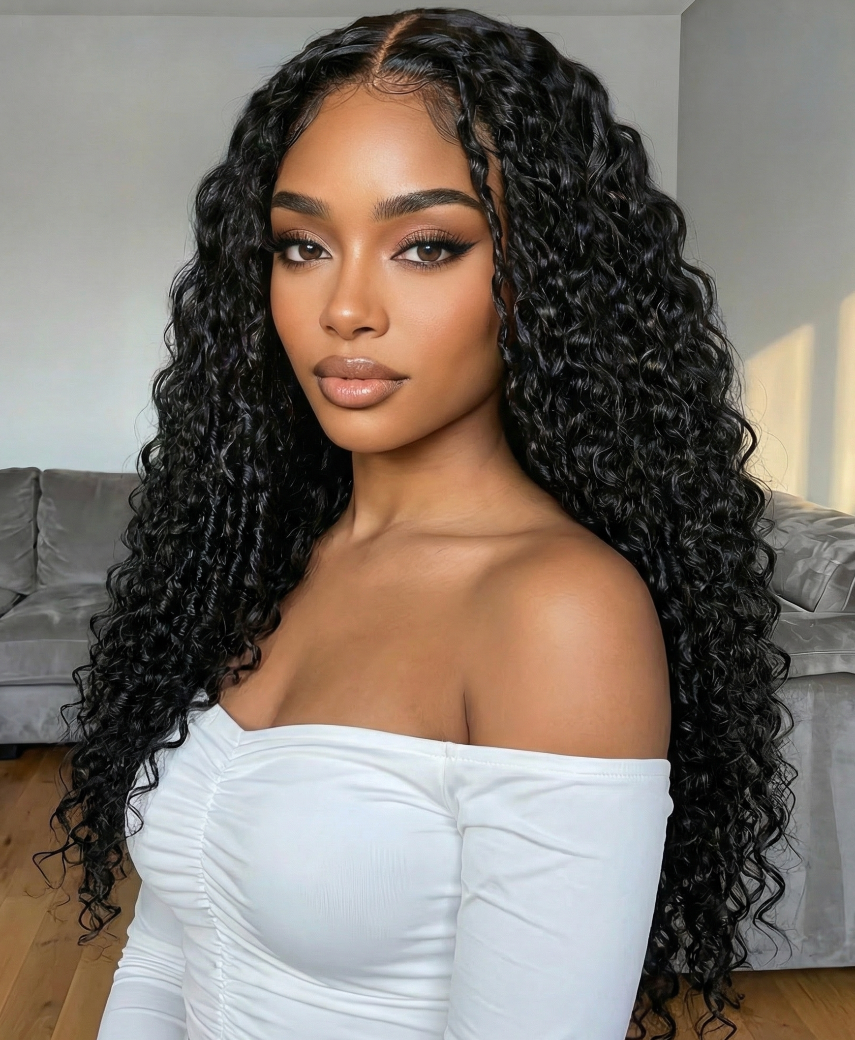 Bye-Bye Slip™ 7x5 Lace Natural Black 4D Mixed Texture Burmese Curly Wig with Invisi Drawstring