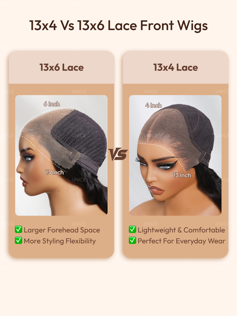 UNice 13x6  Invisible Lace & 13x4 Pre-Everything™ Lace Frontal Body Wave Black Wig With Invisi Drawstring