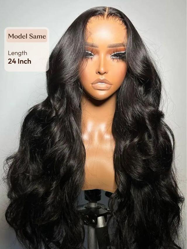 UNice 13x6 Invisible Lace & 13x4 Pre-Everything™ Lace Frontal Body Wave Black Wig With Invisi Drawstring