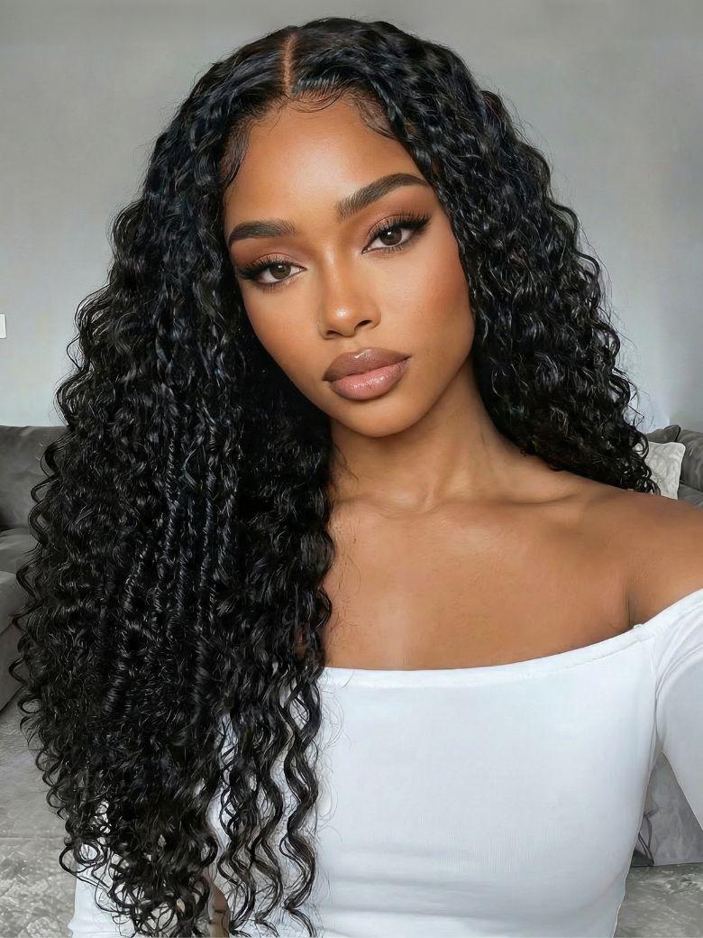 UNice  Bye-Bye Knots™ 7x5 Lace Natural Black 4D Mixed Texture Burmese Curly Wig with Invisi Drawstring